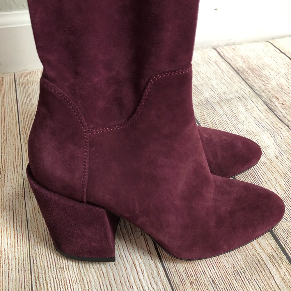 Aquatalia Lisabetta Suede Knee High Tie Back Boots - Picture 4 of 13